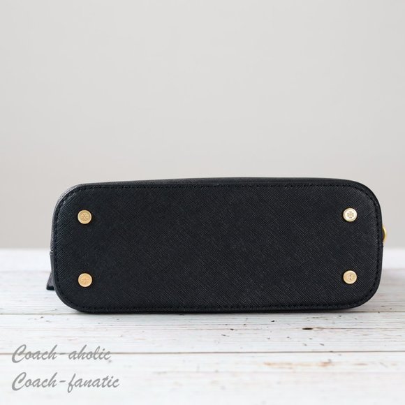 Tory Burch 149694 Emerson Dome Satchel Saffiano Leather Crossbody in Black - Picture 11 of 12